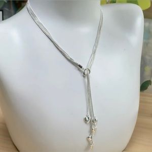 925Italian Necklace & Bracelet Matching Set with Five-heart LoveLink Sil…